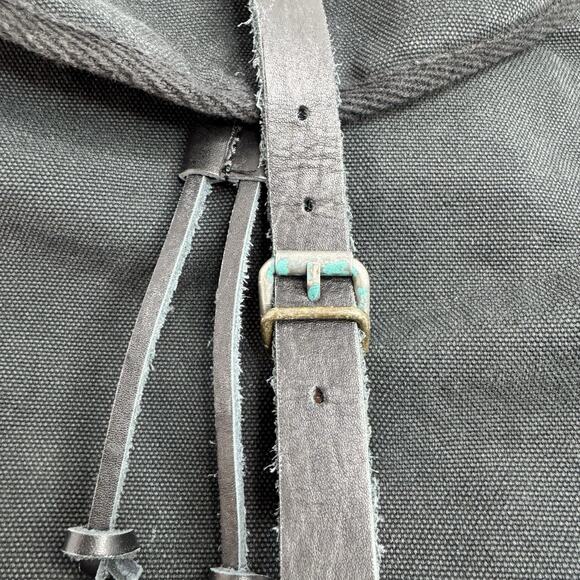 Vtg Polo Ralph Lauren Backpack Embroidered BigPony Logo Black Red Canvas Leather - Picture 4 of 11